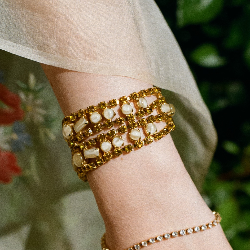 Gorgeous Vintage 1960s Citrine Gemstone Bracelet 108$